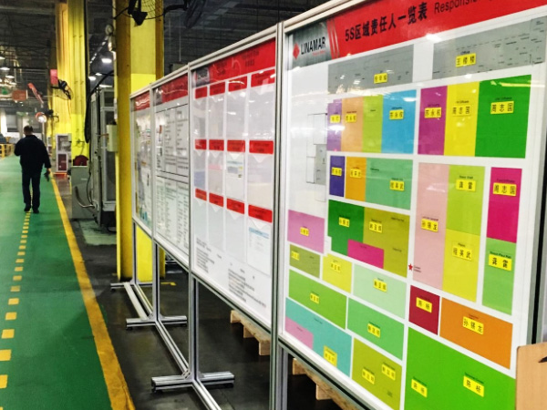 利纳马车间关注栏支架白板客户案例